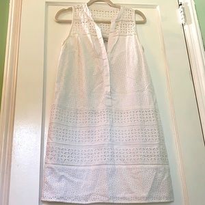 Loft White Button Dress with Detailing